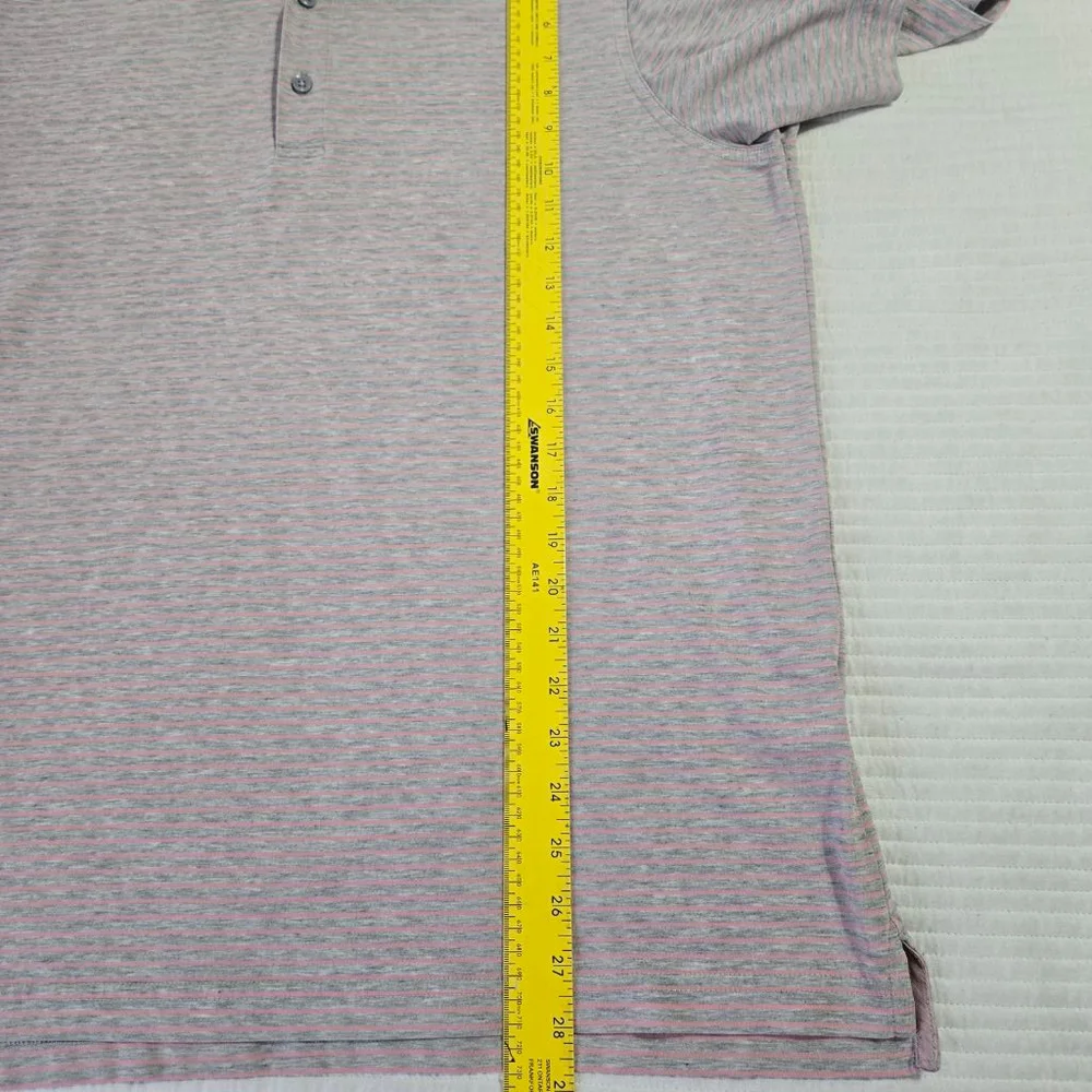 Men's Vineyard Vines Jim Nantz Polo Shirt Size L Gray & Pink Striped